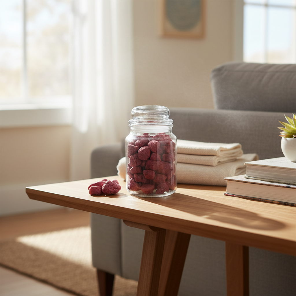 Berry Scented Aromatic Stones in Glass Jar with Lid – Decorative Fragrance Home Air Freshener