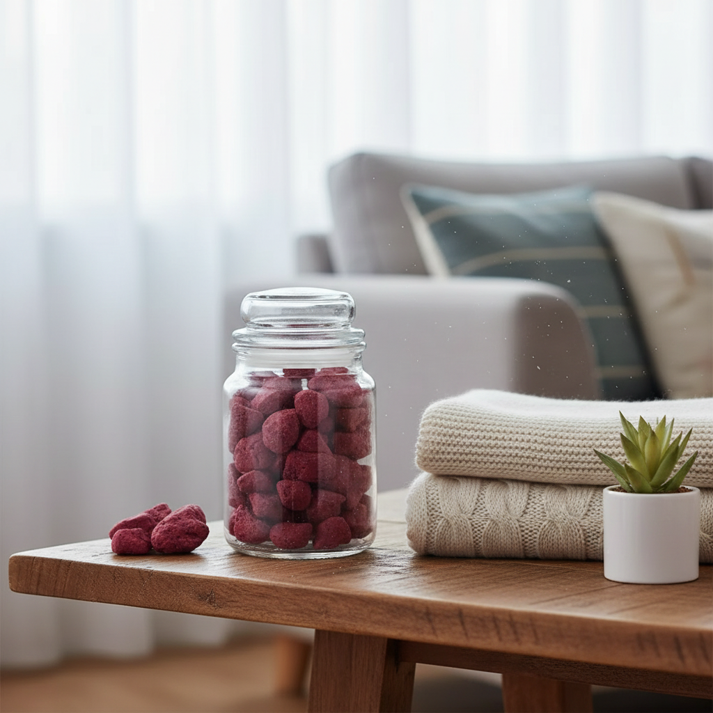 Berry Scented Aromatic Stones in Glass Jar with Lid – Decorative Fragrance Home Air Freshener