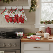 Ornaments Poinsettia Quilted Oven Mitt – Heat Resistant, Christmas Kitchen Gloves – Set of 4