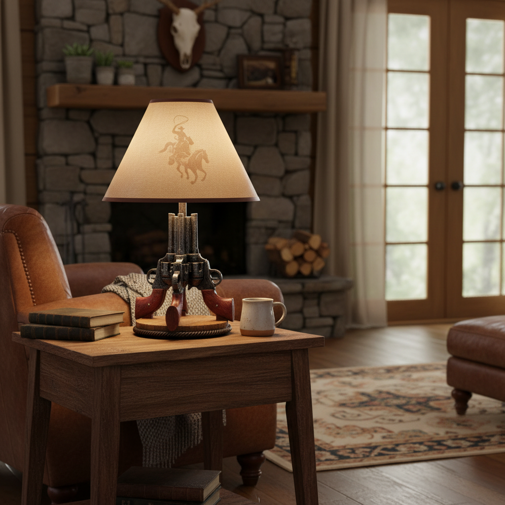 Triple Gun Lamp 19 Inch, Decorative Table Lamp, Home Accent Lighting