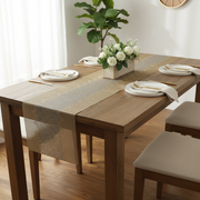 Vinyl Table Runner 54 Inch Diamond Band Gold Set Of 2, Table Decor, Dining Accent