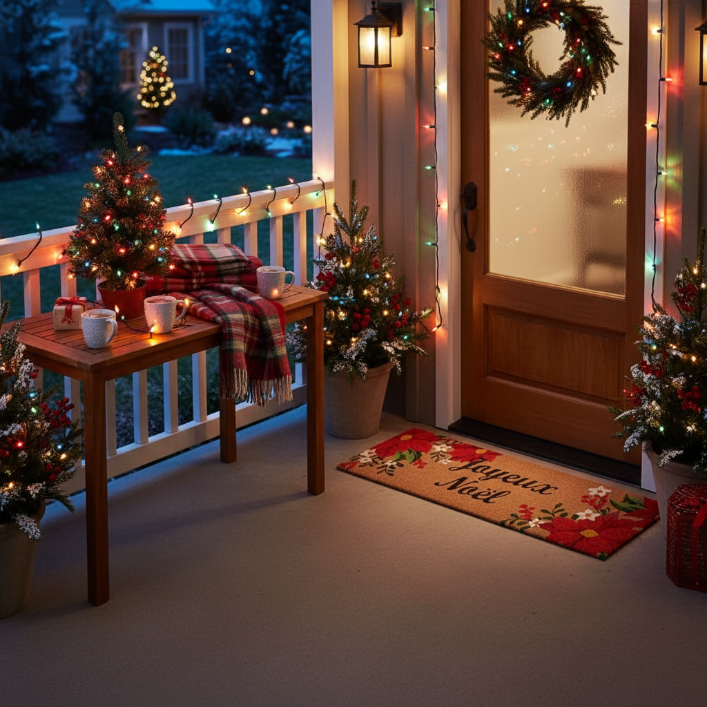 Coir Door Mat Poinsettia Joyeux Noel 16 X 48 Christmas Holiday Entry Door Mat