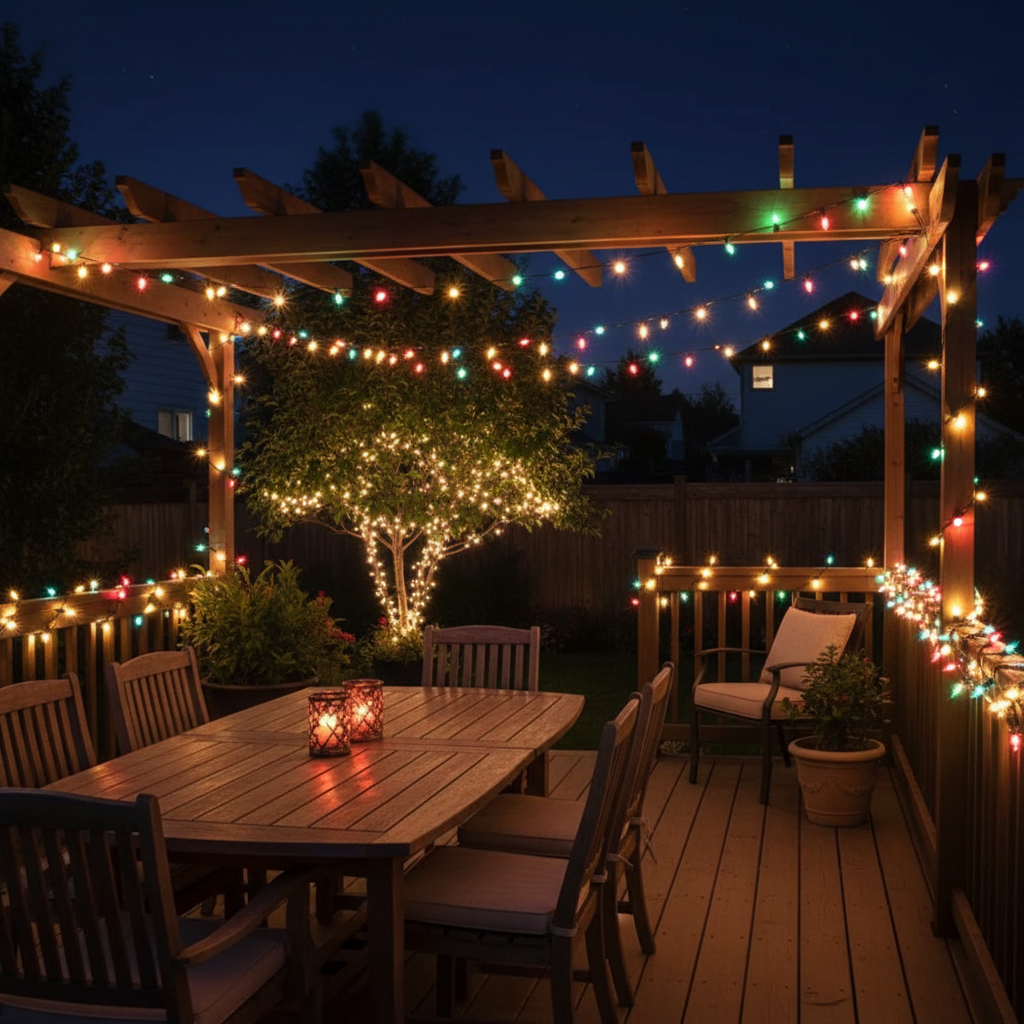 100 Light 5Mm LED Indoor Outdoor String Light Set Multi Color Bulbs Holiday Lights