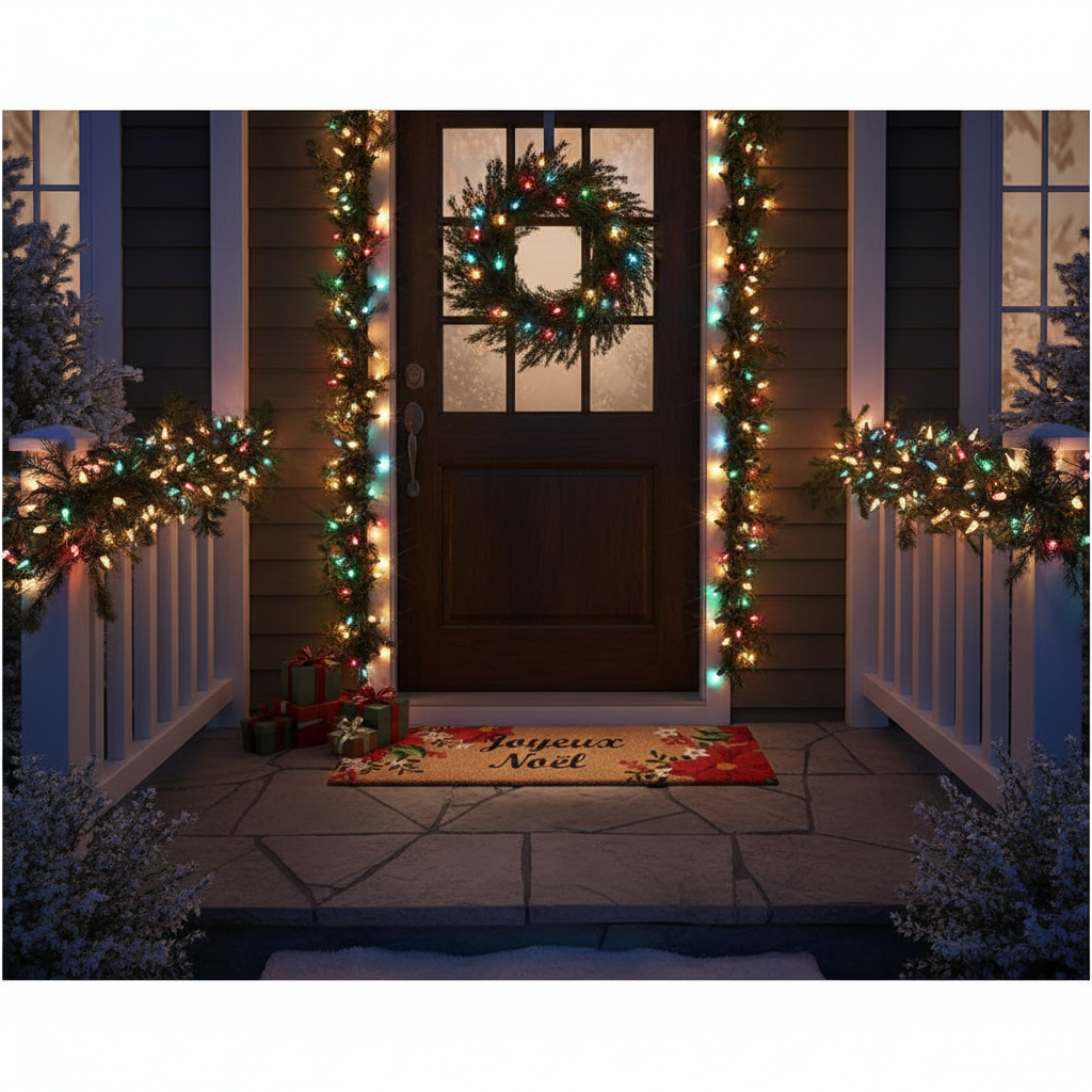 Coir Door Mat Poinsettia Joyeux Noel 16 X 48 Christmas Holiday Entry Door Mat