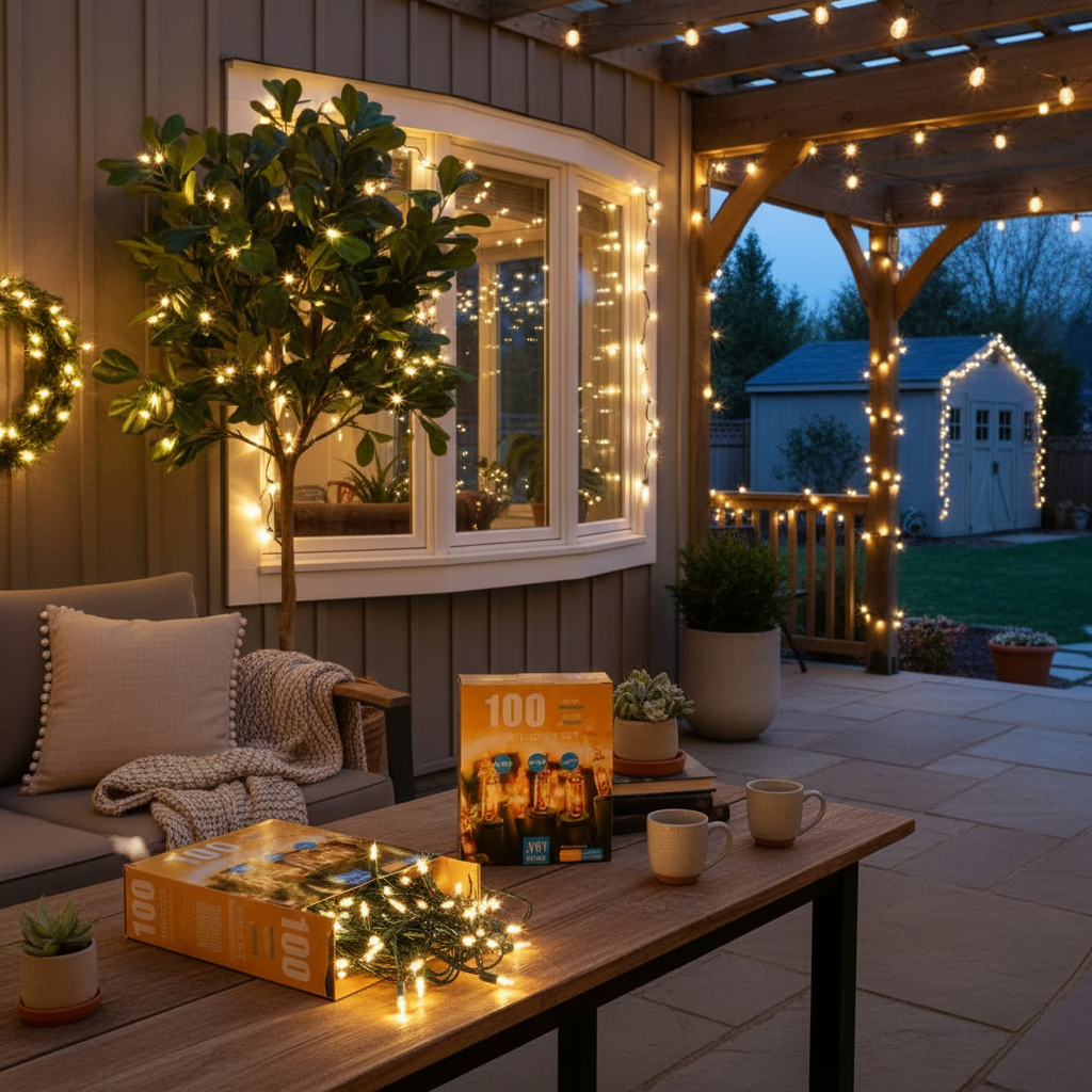 100 Light Indoor Outdoor Mini String Light Set Clear Bulbs - Set of 2 Christmas Holiday Decoration Lights
