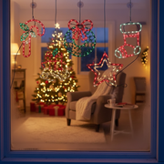 50 Light Mini Bulb Indoor Window Silhouette Assorted Christmas Window Decoration