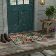 Coir Door Mat Garden Butterflies 18 X 30 Inch, Outdoor Front Porch Welcome Mat