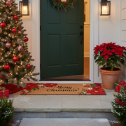Coir Door Mat Poinsettia Merry Christmas 16 X 48 Holiday Front Door Mat