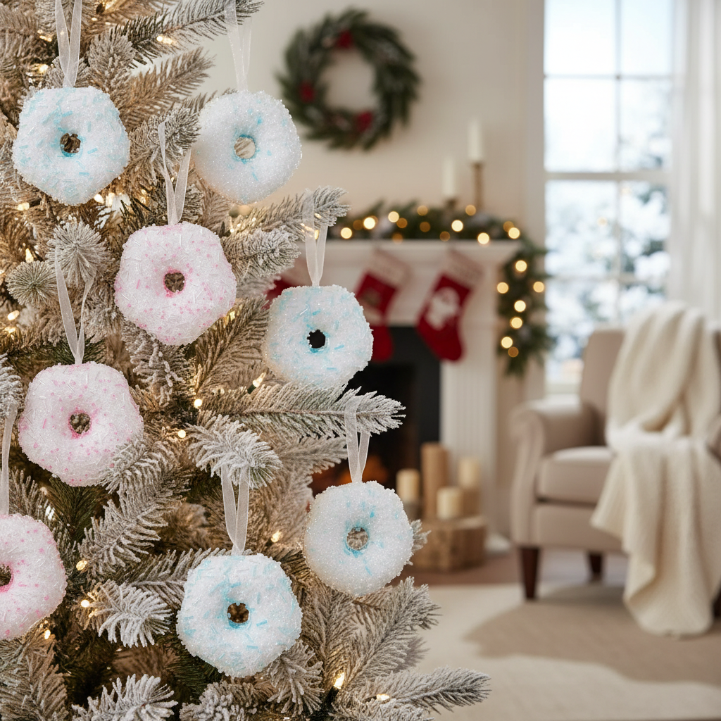 Donut Christmas Ornament Set of 12 – Holiday Tree Decoration