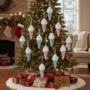 Ice Cream Cone Christmas Ornament Set of 12 – Holiday Tree Decoration