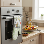 Oven Mitts 2Pc Olives Design Set Of 2, Heat Resistant Kitchen Gloves