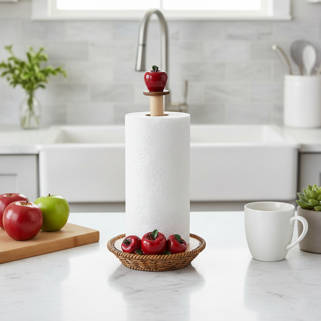 Paper Towel Holder Fresh Clean Apple Decorative Kitchen Counter Paper Towel Stand