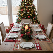 Red Truck With Tree Print Polyester Placemat Christmas Holiday Dining Mats - Set of 12
