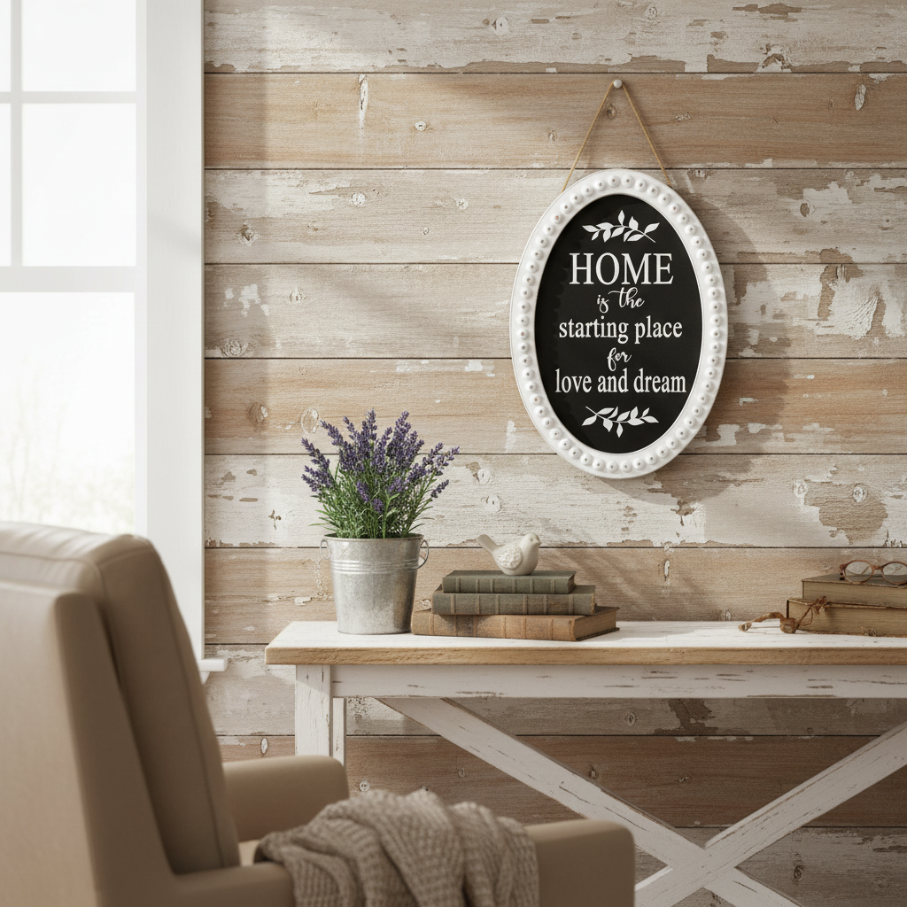 Wooden Beaded Oval Sign Home, Rustic Wall Decor, Farmhouse Accent