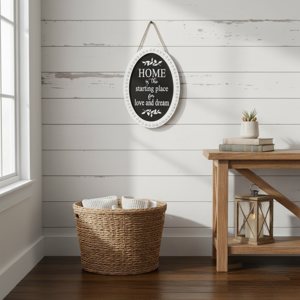 Wooden Beaded Oval Sign Home, Rustic Wall Decor, Farmhouse Accent