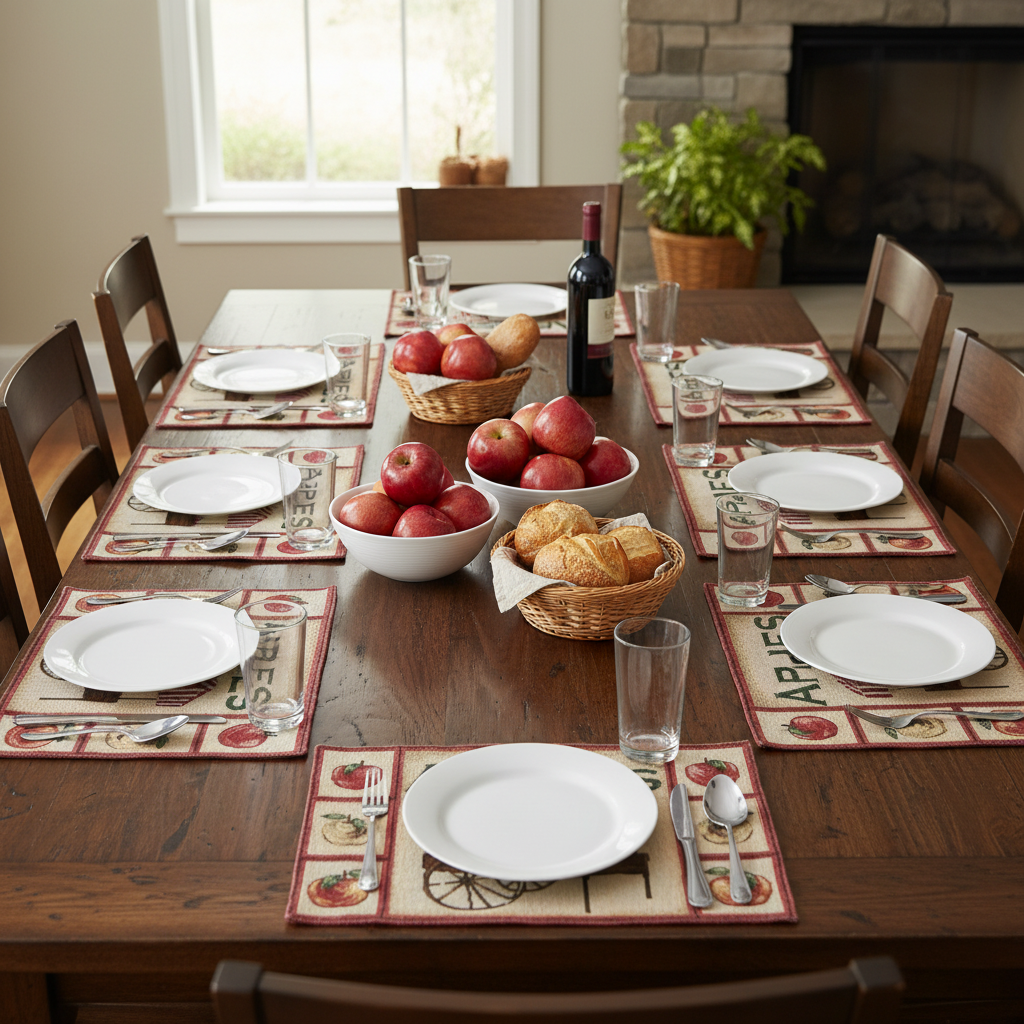 Tapestry Placemat Apples Design Decorative Dining Table Mats - Set of 12