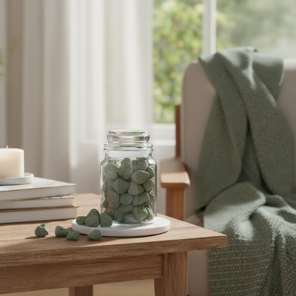 Forest Pine Aromatic Stones in Glass Jar with Lid – Fragrant Home Decor, Air Freshener