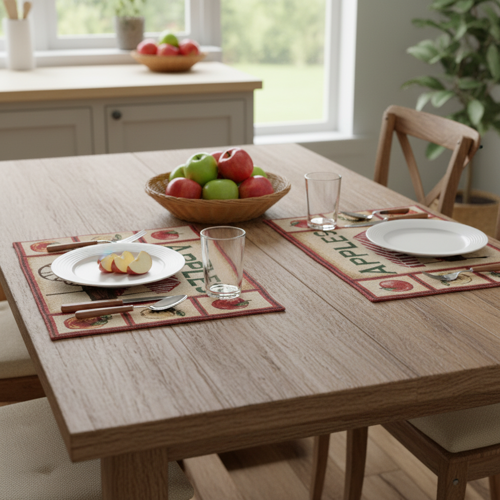 Tapestry Placemat Apples Design Decorative Dining Table Mats - Set of 12