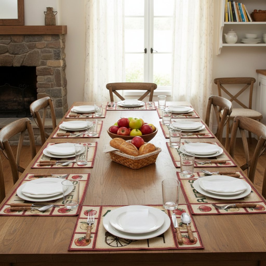 Tapestry Placemat Apples Design Decorative Dining Table Mats - Set of 12