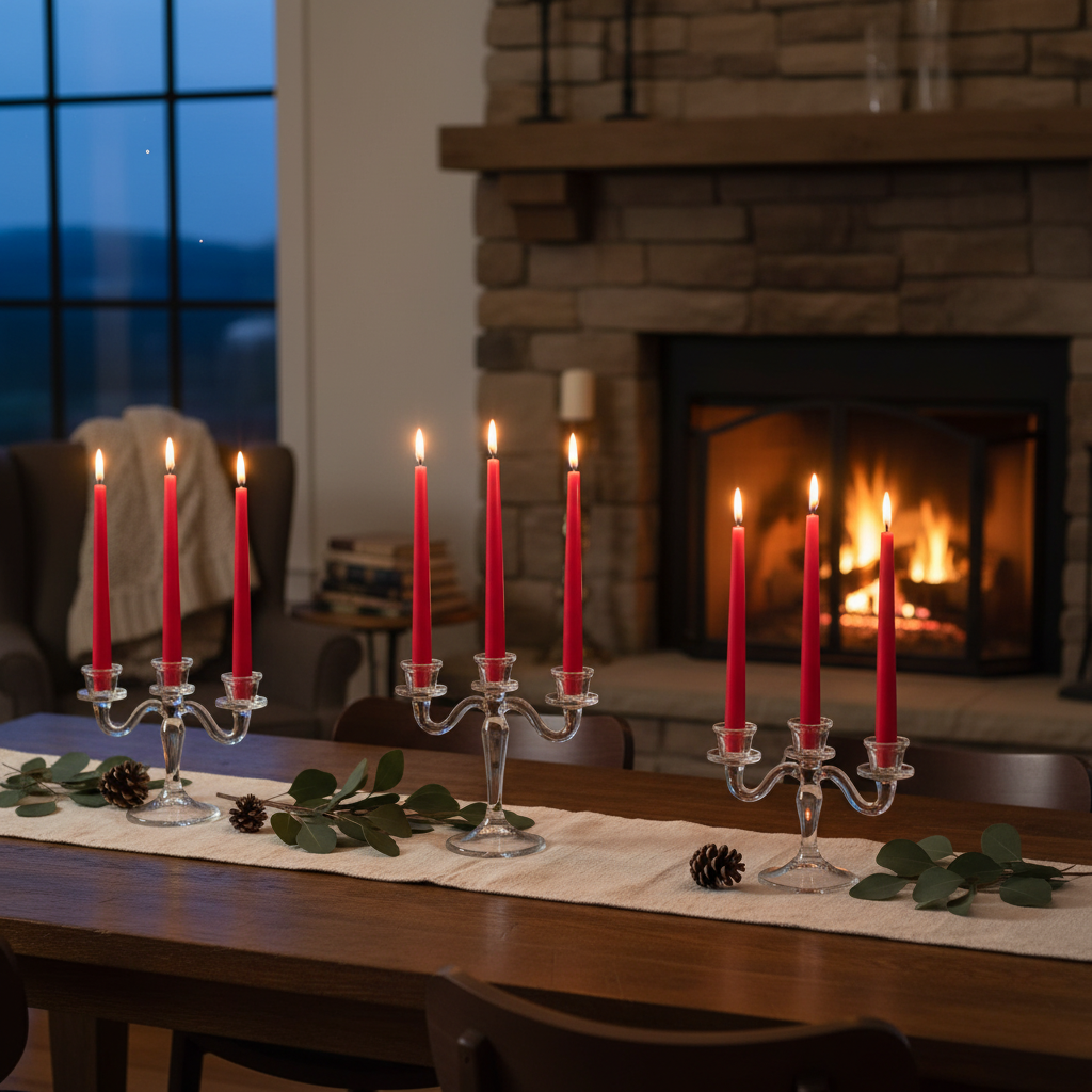 12" Red Unscented Taper Candles – 12-Pack, Decorative Table & Centerpiece Candles