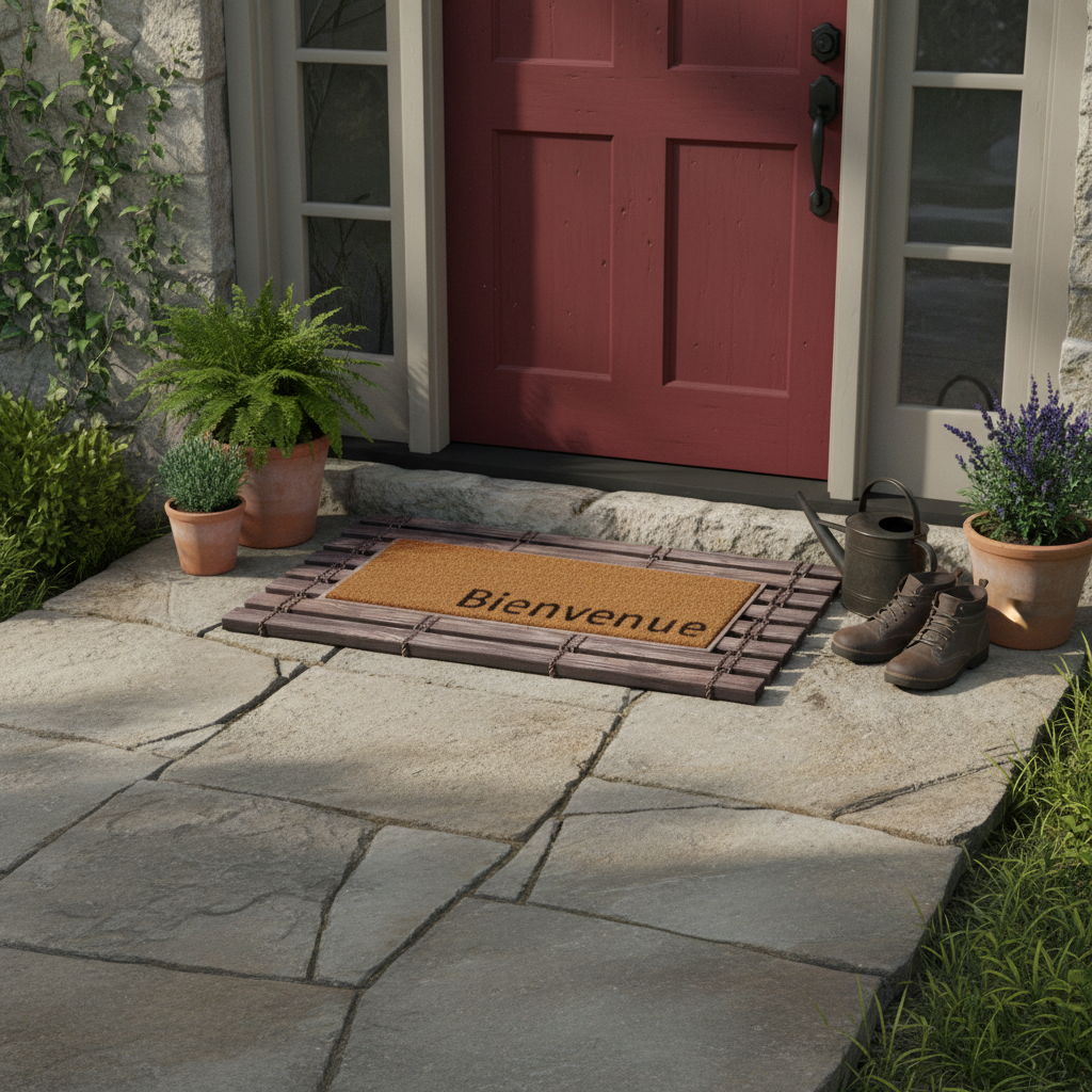 Bienvenue Rubber Fence Doormat with Coir Mat, Outdoor Mat