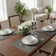 Black Lurex Woven PVC Placemat Set of 12 – Sparkling Table Decor, Durable Mats