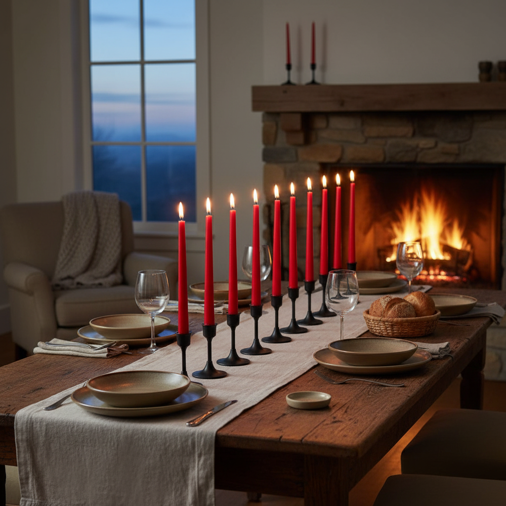12" Red Unscented Taper Candles – 12-Pack, Decorative Table & Centerpiece Candles