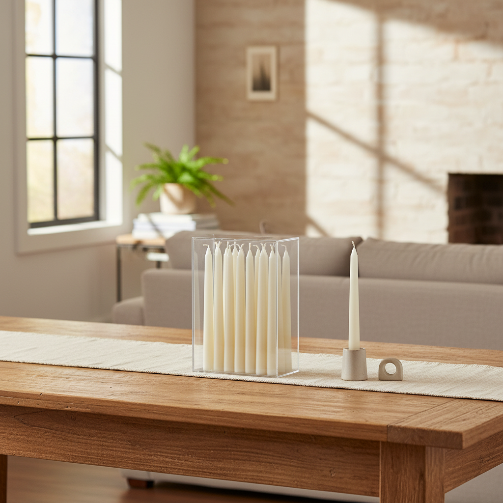 12" Ivory Unscented Taper Candles – 12-Pack, Decorative Home & Event Candles