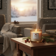 11.3oz Ribbed Gold Electroplated Scented Candle – Winter Berry