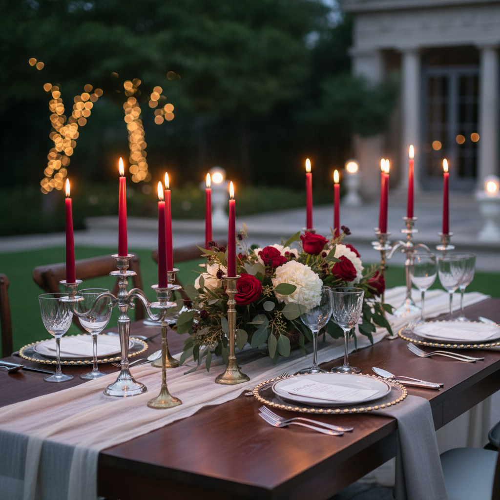 12" Burgundy Unscented Taper Candles – 12-Pack, Elegant Table & Wedding Decor