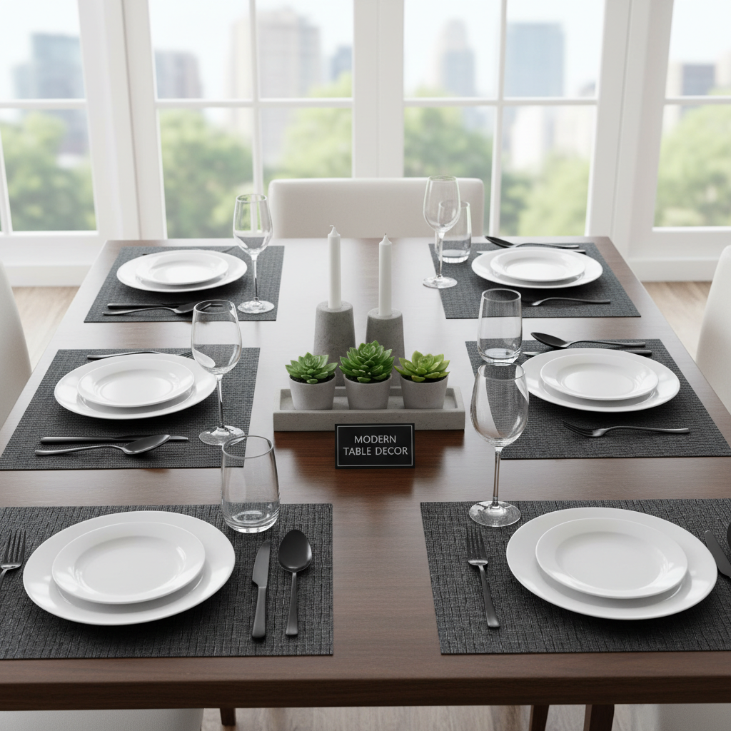 Black Plastic Dining Placemat – Modern, Durable, Easy Clean, Kitchen Table Decor – Set of 12