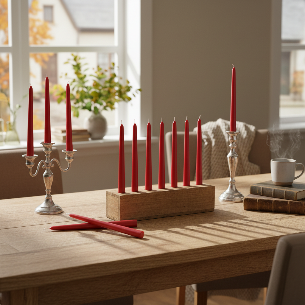 12" Red Unscented Taper Candles – 12-Pack, Decorative Table & Centerpiece Candles