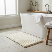 Handwoven Pompom Bath Mat – Natural, 20x32 Inch, Soft & Decorative