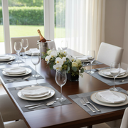 Classic Vinyl Placemat – Gray, Set of 12, Durable Tableware