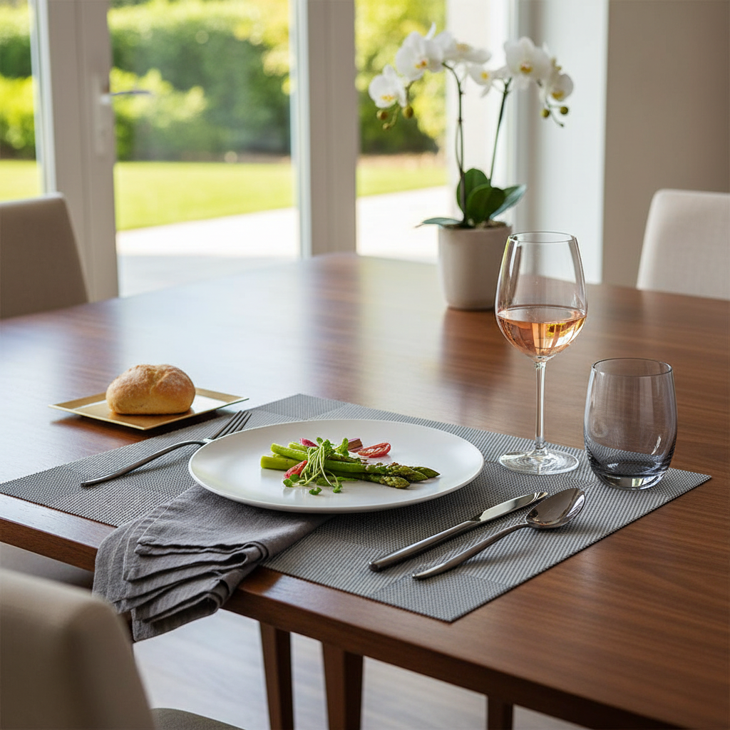 Classic Vinyl Placemat – Gray, Set of 12, Durable Tableware
