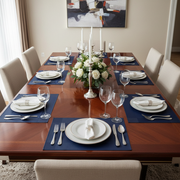 Classic Vinyl Placemat – Navy Blue, Set of 12, Durable Tableware