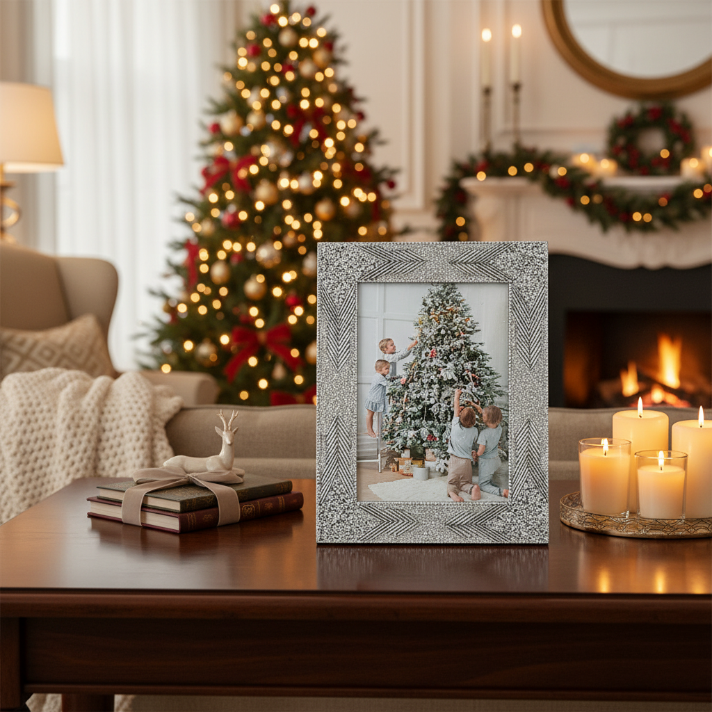 Christmas 5X7 Inch Photo Frame Arrow Glam, Holiday Picture Frame, Festive Home Decor