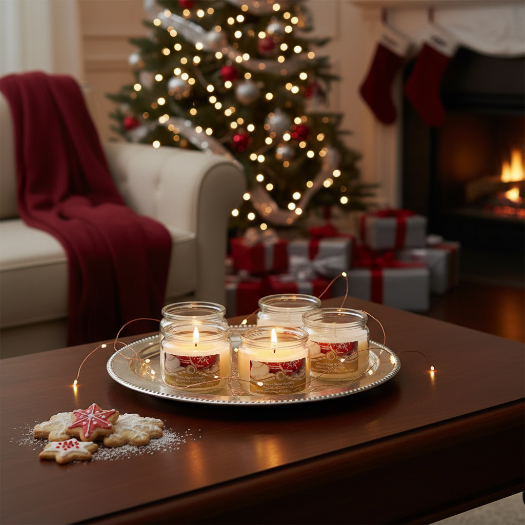 Christmas Scented Jar Candle Festive Sugar Cookies 3 Oz Set Of 4, Holiday Candle, Festive Fragrance