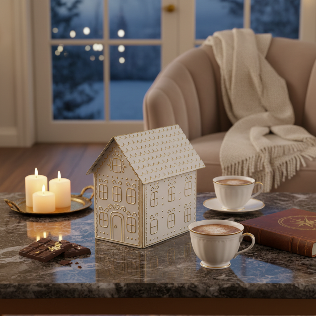 Gold And White Gingerbread Metal House