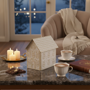 Gold And White Gingerbread Metal House