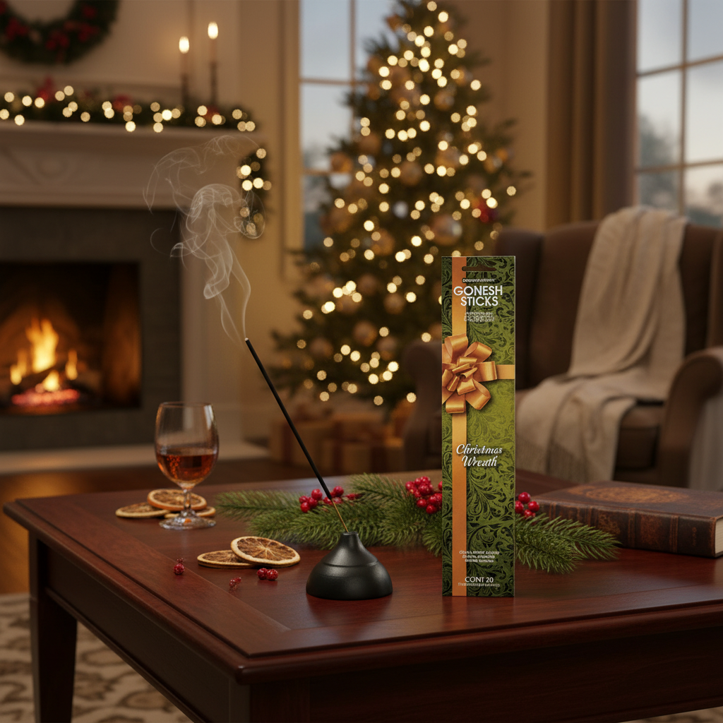 Gonesh Christmas Wreath Incense Sticks 20-Pack – Holiday Aromatherapy Fragrance – Set of 8