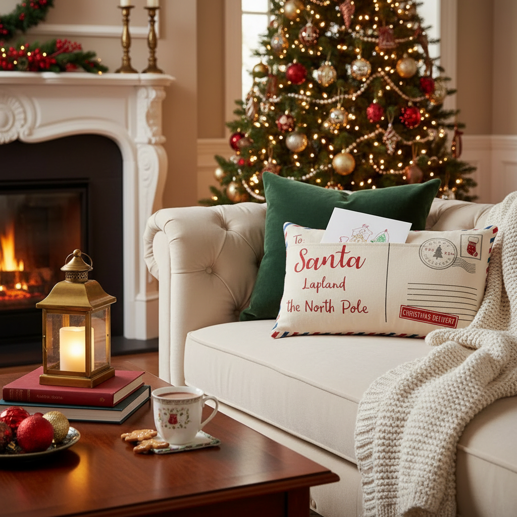 Letters To Santa Decorative Cushion Christmas Holiday Throw Pillow