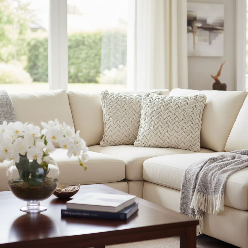 Monica Braided Cushion Ivory Set Of 2, 18 X 18 Inch, Decorative Throw Pillow