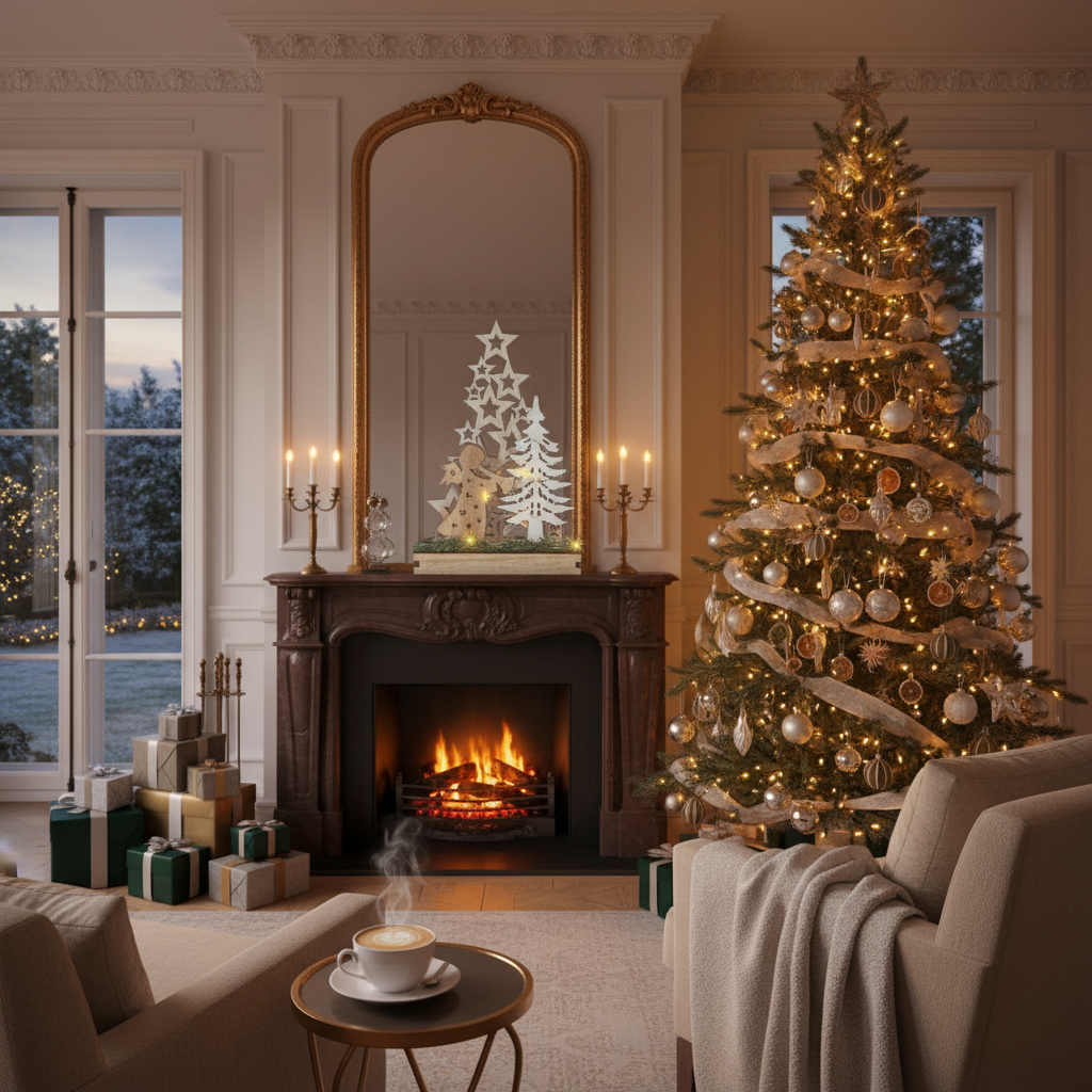 Small LED Wooden Star Tree and Angel Stand – Christmas Holiday Decor