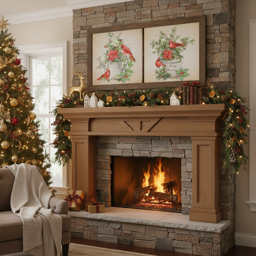 Wooden Cardinal Wall Art Set of 2 – Holiday Home Decoration