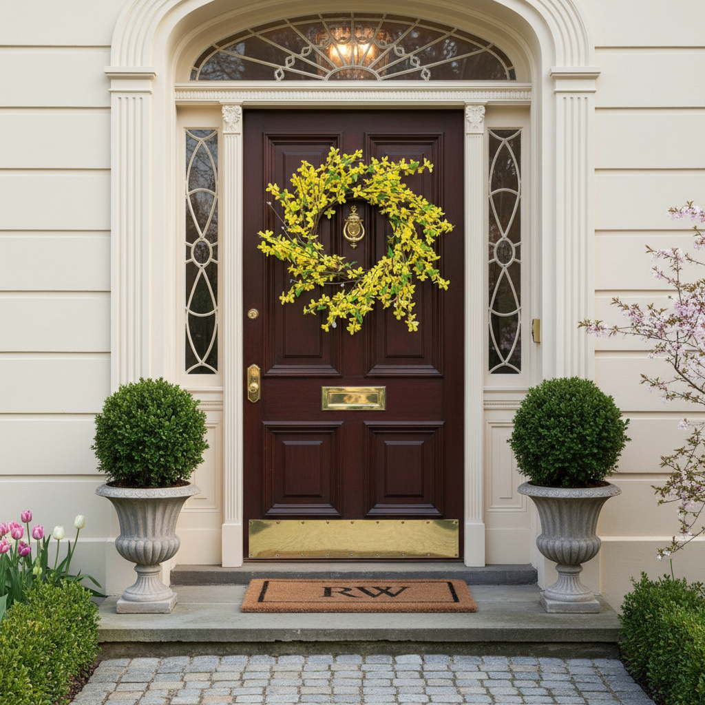 Yellow Jasmine Wreath, Artificial Flower Door Decor, Spring Home Accent