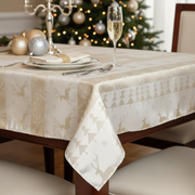 Lurex Tablecloth 54 X 72 Gold Jumping Reindeers Holiday Dining Table Cover