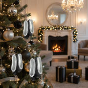 Christmas Black Glitter Ballerina Shoes Ornament Set Of 12, Holiday Tree Decoration