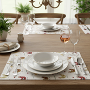 Cotton Placemat Farmhouse Chicken Decorative Dining Table Mats - Set of 12