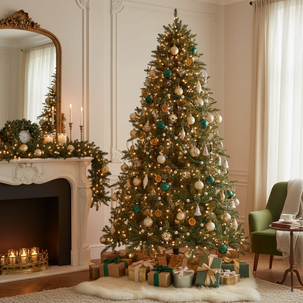 Dual Wood Bead Garland Green Christmas Tree Decorative Garland